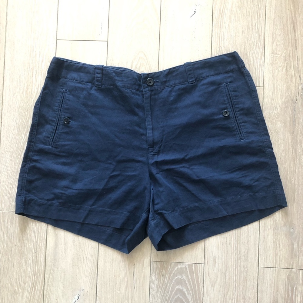 Lauren Ralph Lauren Linen Cotton Blend Shorts in Navy Size 14
